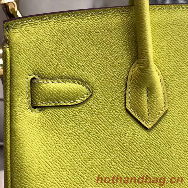 Hermes original Epsom Leather HB35O lemon&gold Metal