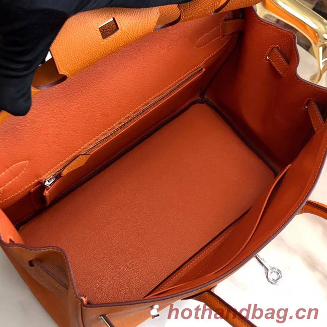Hermes original Epsom Leather HB35O orange&silver Metal