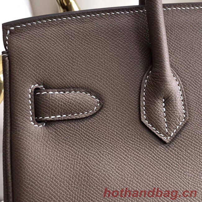 Hermes original Epsom Leather HB35O grey&gold Metal