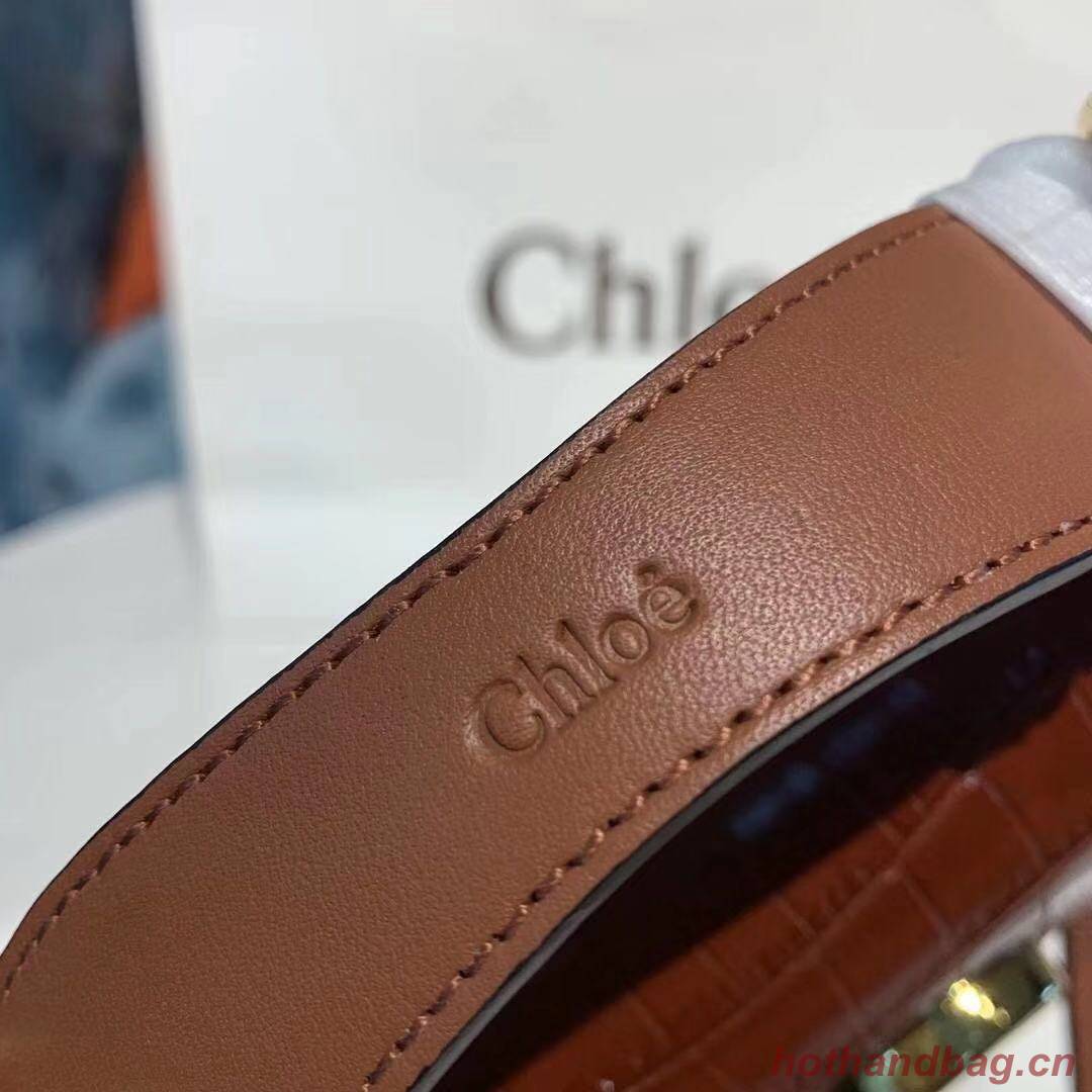 Chloe Original Crocodile skin Leather Top Handle Small Bag 3S030 brown