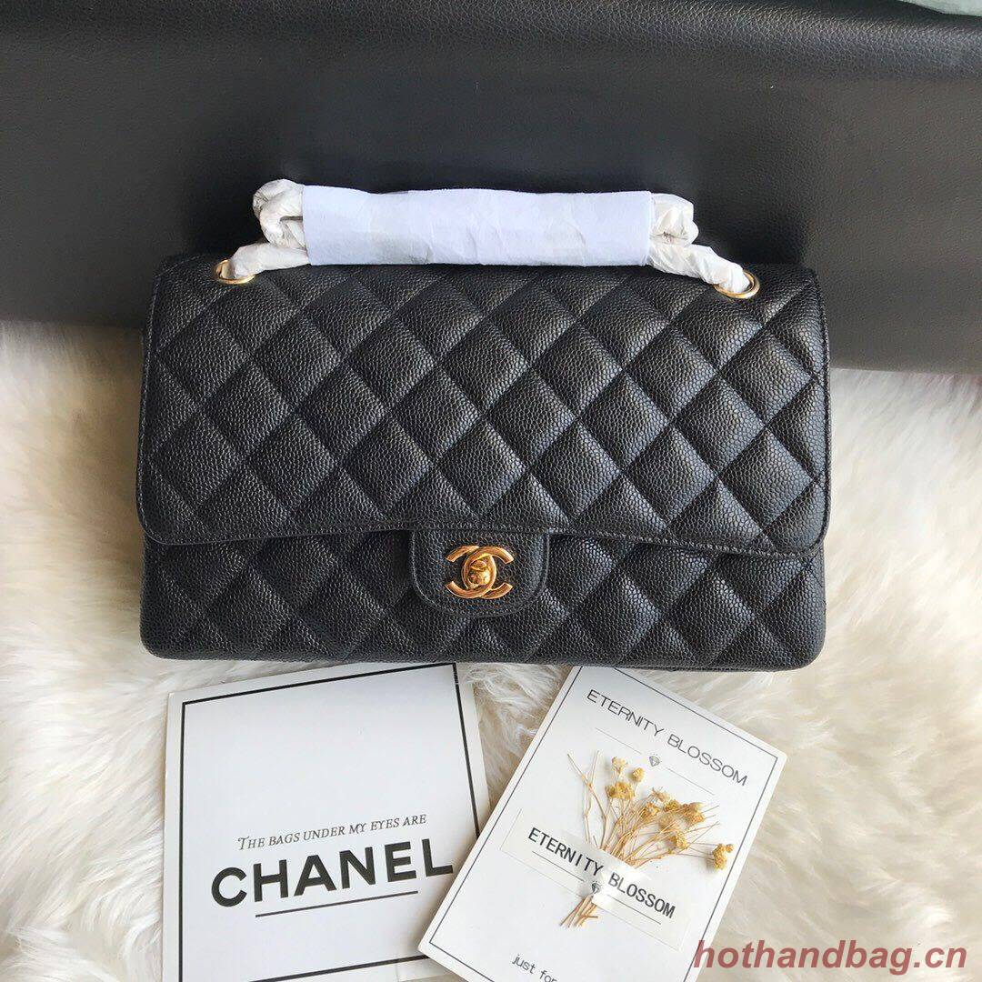 Chanel Double Flaps Bags Black Original Caviar Leather A36097 Gold