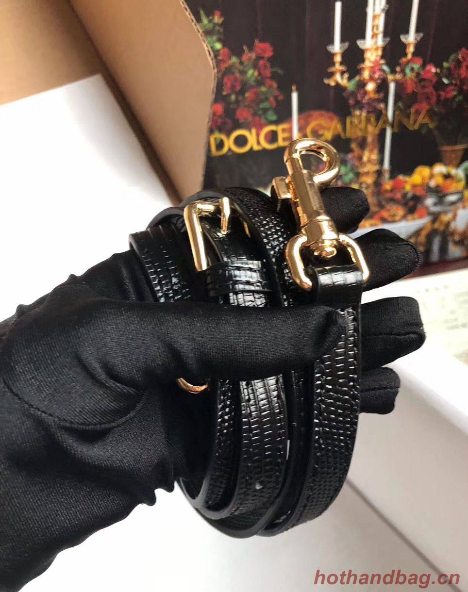 Dolce & Gabbana Origianl Lizard Leather Flower Logo Bag BB4137 Black