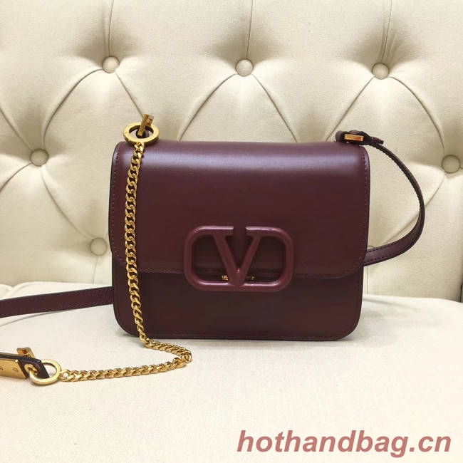 VALENTINO VLOCK Origianl leather shoulder bag 0906 Burgundy