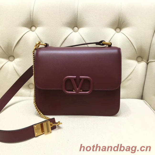 VALENTINO VLOCK Origianl leather shoulder bag 0908 Burgundy
