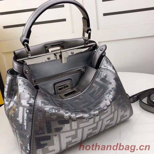 FENDI PEEKABOO ICONIC leather bag F0335 Silver