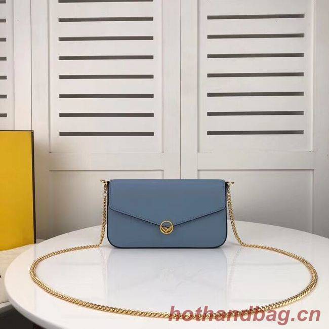 Fendi WALLET ON CHAIN WITH POUCHES leather mini-bag F0005 light blue