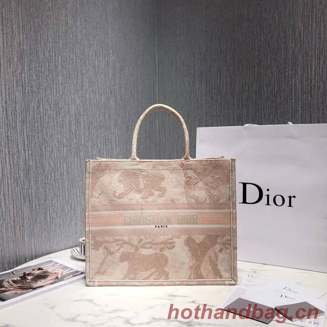 DIOR BOOK TOTE BAG IN EMBROIDERED CANVAS M929 Beige