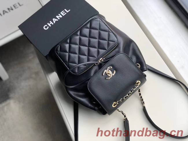 Chanel backpack Grained Calfskin & Gold-Tone Metal A57571 black