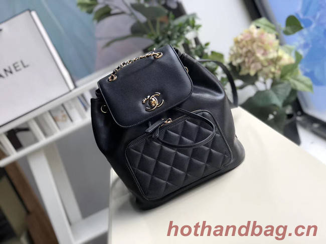 Chanel backpack Grained Calfskin & Gold-Tone Metal A57571 black