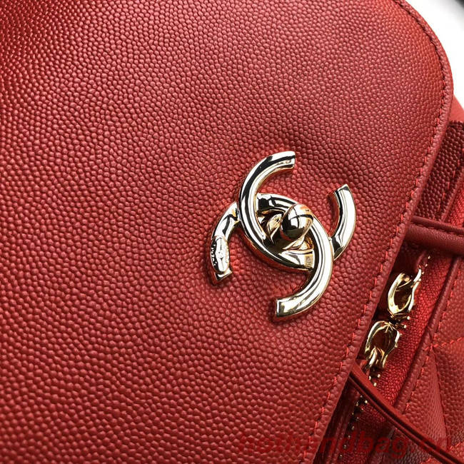 Chanel backpack Grained Calfskin & Gold-Tone Metal A57571 red