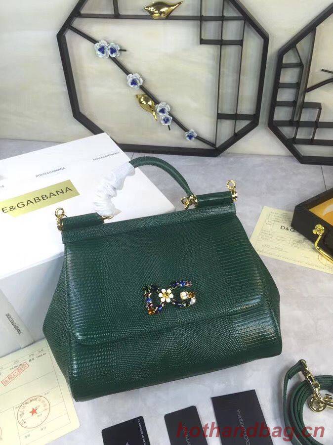 Dolce & Gabbana SICILY Lizard Pattern Tote Bag BB4137 Green 