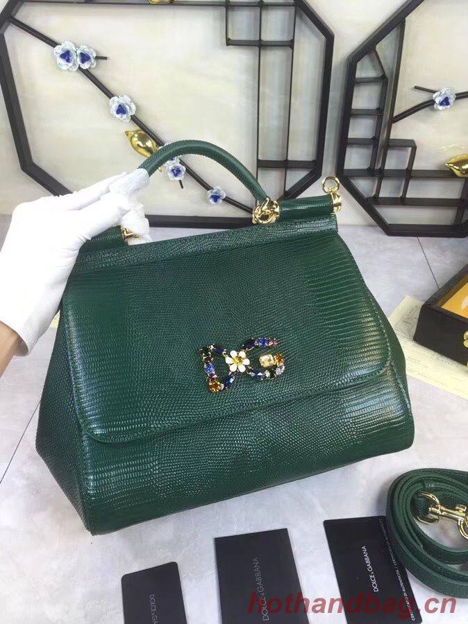 Dolce & Gabbana SICILY Lizard Pattern Tote Bag BB4137 Green 