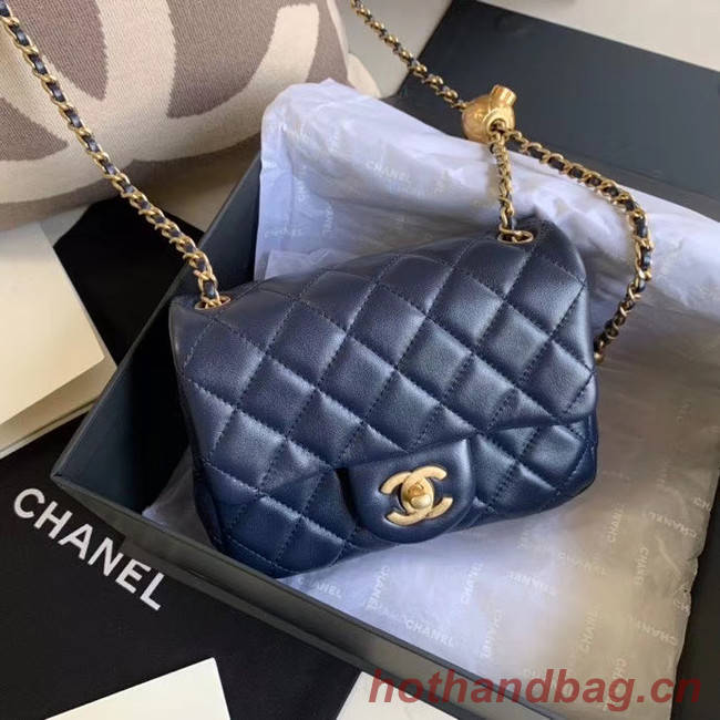 Chanel MINI Flap Bag Original Sheepskin Leather AS1786 Navy Blue