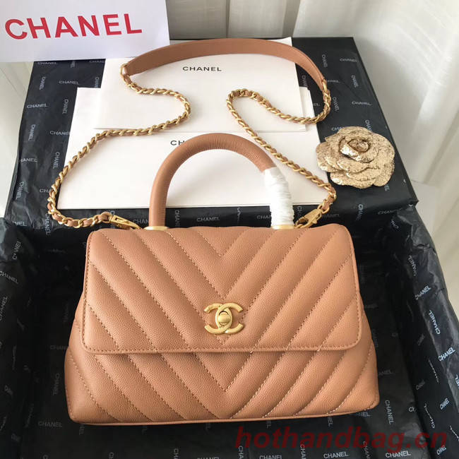 Chanel Small Flap Bag with Top Handle V92990 Light Pink gold-Tone Metal