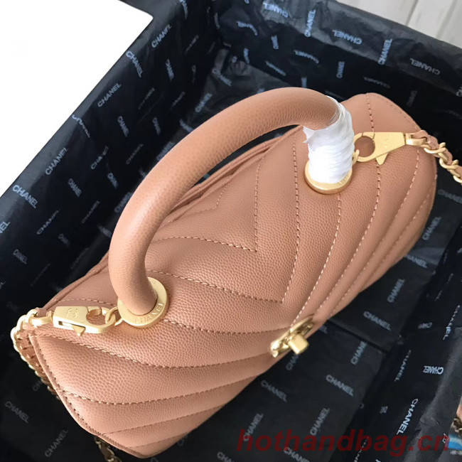 Chanel Small Flap Bag with Top Handle V92990 Light Pink gold-Tone Metal