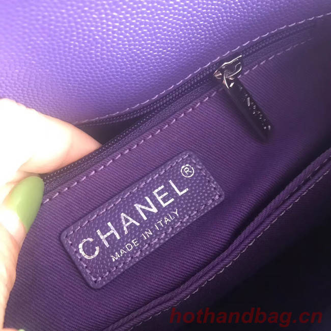 Chanel Small Flap Bag with Top Handle V92990 dark purple & silver-Tone Metal
