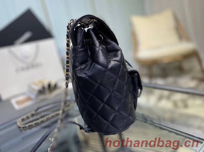 Chanel backpack Grained Calfskin & Gold-Tone Metal AS1371 black