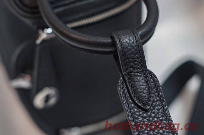 Hermes mini Lindy Togo Leather Bag LD19 black&Silver-Tone Metal