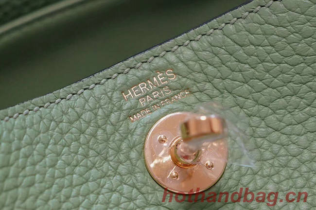 Hermes mini Lindy Togo Leather Bag LD19 green&gold-Tone Metal