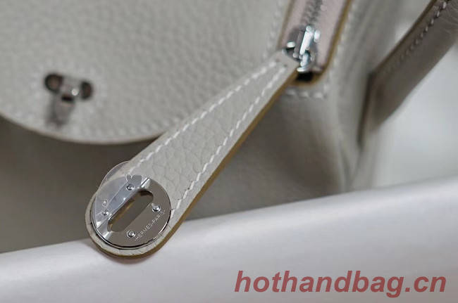 Hermes mini Lindy Togo Leather Bag LD19 grey&Silver-Tone Metal