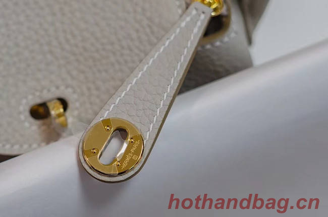 Hermes mini Lindy Togo Leather Bag LD19 grey&gold-Tone Metal
