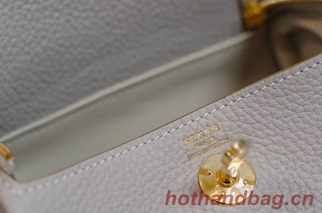 Hermes mini Lindy Togo Leather Bag LD19 grey&gold-Tone Metal