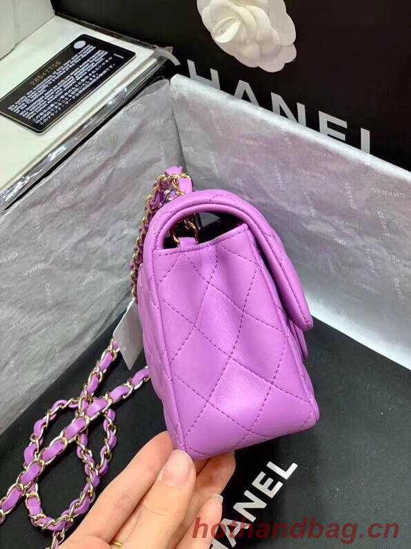 Chanel MINI Flap Bag Original Sheepskin Leather 1116 Lavender & Gold-Tone Metal