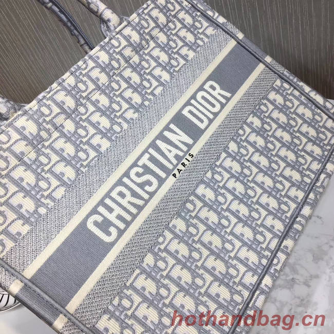 DIOR BOOK TOTE BAG IN EMBROIDERED CANVAS C1286-3 grey