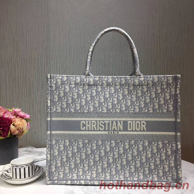 DIOR BOOK TOTE EMBROIDERED CANVAS BAG M1287-9 grey