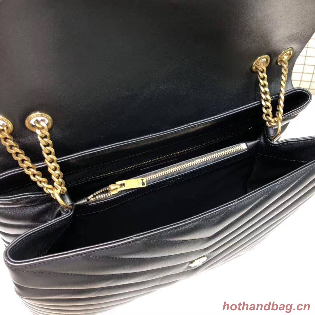 Yves Saint Laurent Calfskin Leather Jumbo Tote Bag Black 464698 Gold hardware