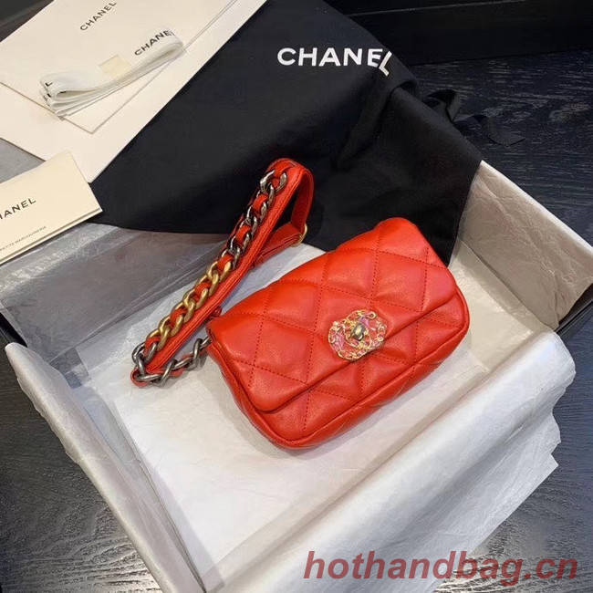 Chanel 19 Bodypack Sheepskin Leather AS1163 red