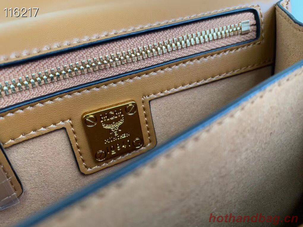 MCM Shoulder Bag Calfskin Leather 96857 Camel