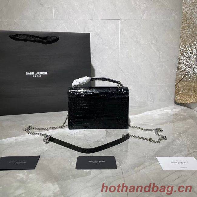 Yves Saint Laurent Calfskin Leather Shoulder Bag Y533036A black&silver-Tone Metal