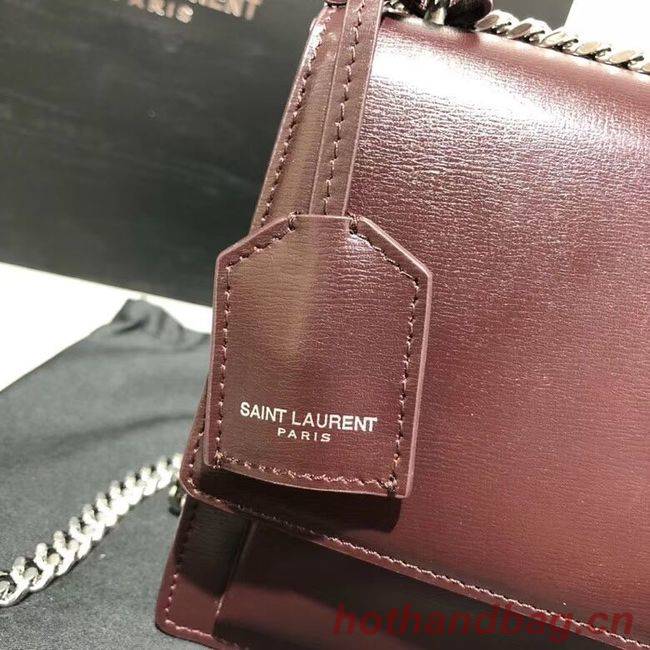 Yves Saint Laurent Calfskin Leather Shoulder Bag Y542206B Burgundy &silver-Tone Metal