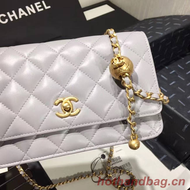 Chanel Original Small classic Sheepskin flap bag AS33814 light grey