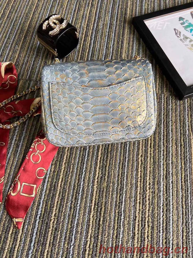 Chanel Original Small Snake skin flap bag AS1115 grey