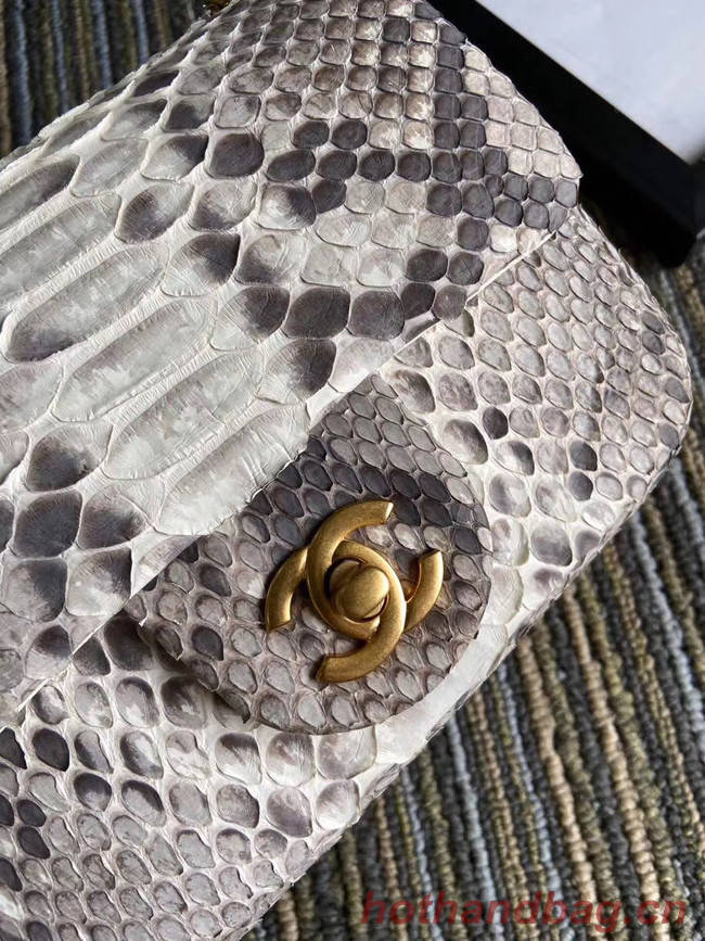 Chanel Original Small Snake skin flap bag AS1115 light grey