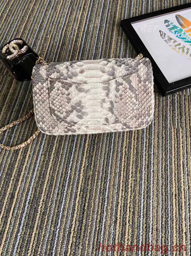 Chanel Original Small Snake skin flap bag AS1116 light grey