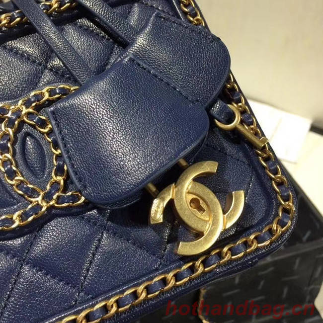 Chanel Original Small Sheepskin cosmetic bag AS1785 NAVY BLUE