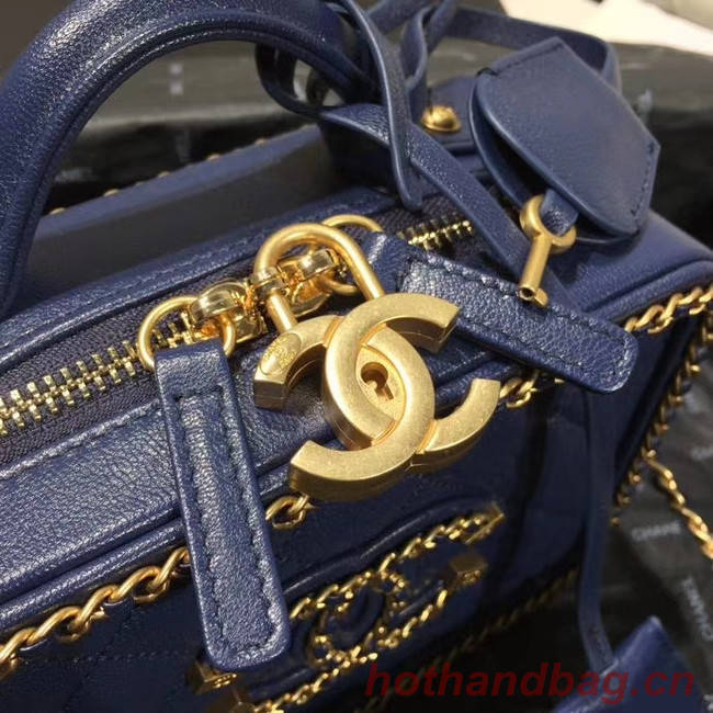 Chanel Original Small Sheepskin cosmetic bag AS1785 NAVY BLUE
