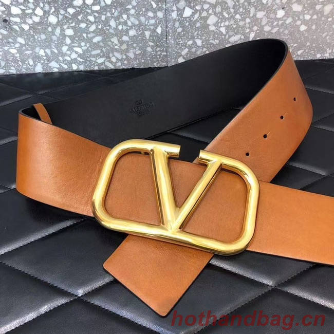 Valentino Leather Belt 3369 brown wide 7.0CM