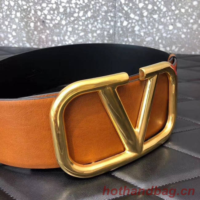 Valentino Leather Belt 3369 brown wide 7.0CM