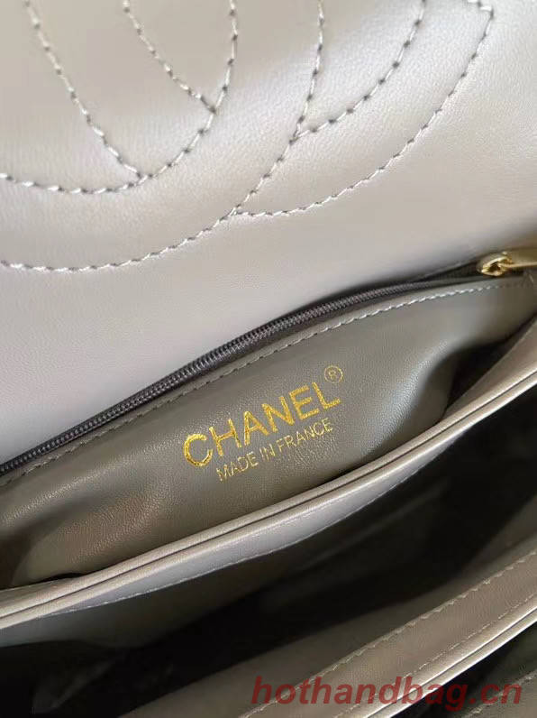 Chanel CC original lambskin top handle flap bag A92236 grey&Gold-Tone Metal