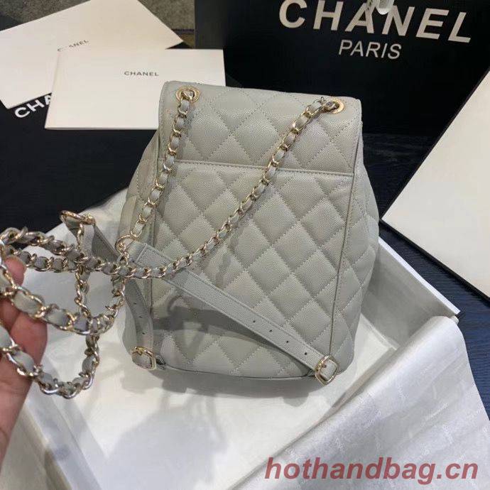 Chanel backpack Grained Calfskin & Gold-Tone Metal AS1371 Gray