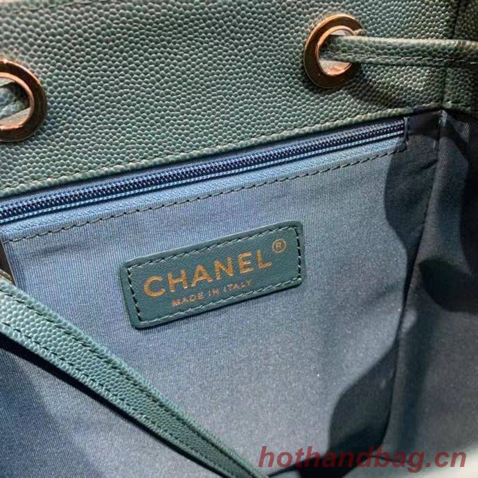 Chanel backpack Grained Calfskin & Gold-Tone Metal AS1371 Green