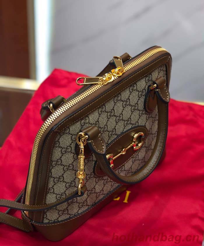 Gucci GG Supreme Canvas Top Handle Bag 621220 Brown
