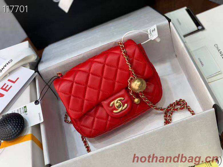 Chanel MINI Flap Bag Original Sheepskin Leather AS1786 Red
