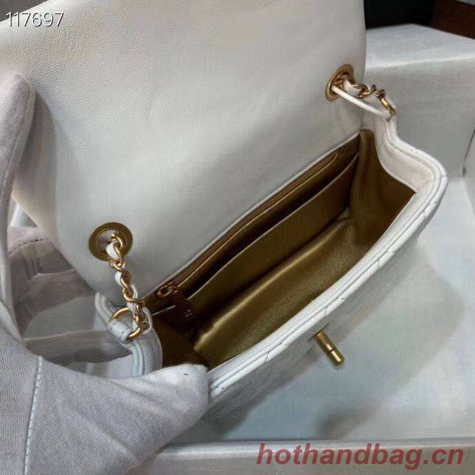 Chanel MINI Flap Bag Original Sheepskin Leather AS1786 White