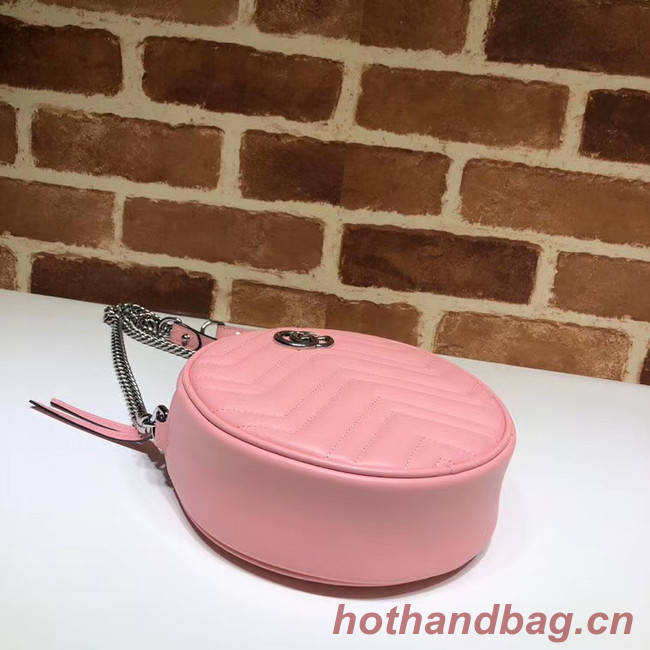 Gucci GG Marmont mini round shoulder bag 550154 Pastel pink