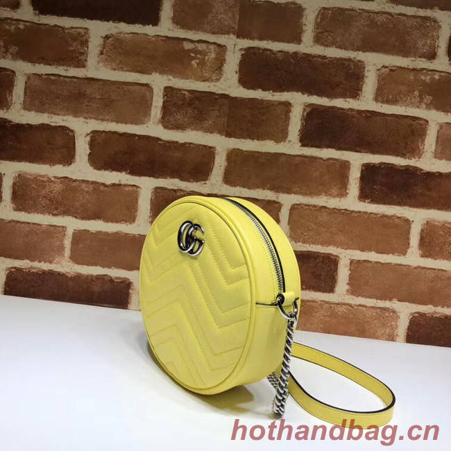 Gucci GG Marmont mini round shoulder bag 550154 Pastel yellow